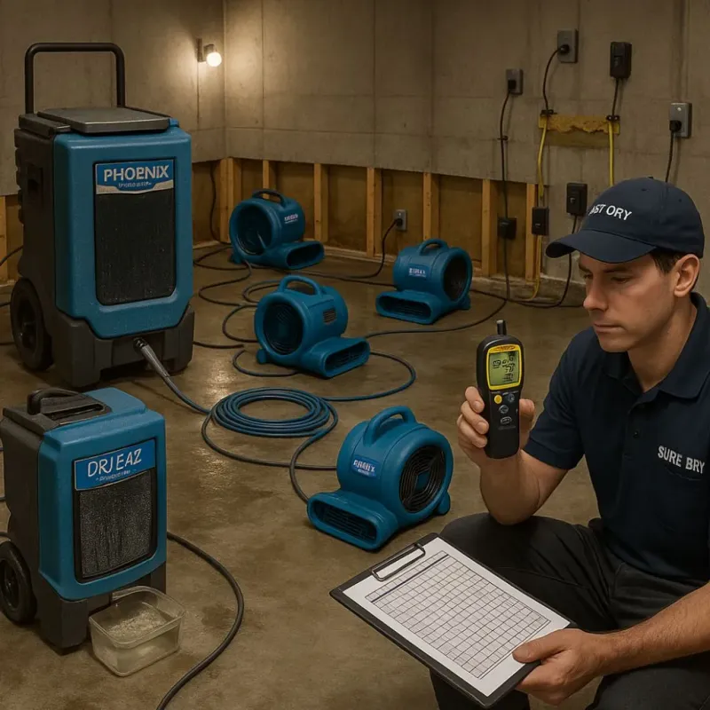 Structural Drying and Dehumidification process in Cleveland, WI